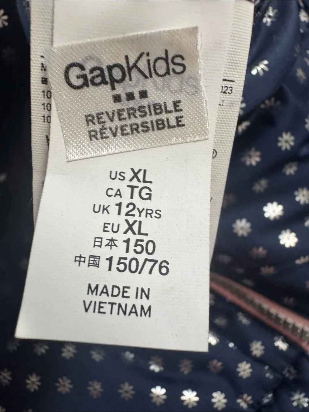 GAP Navy /Pink Reversible Puffer Vest